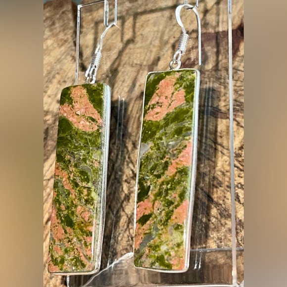 Unakite Jasper Earrings 2 1/2” - Picture 4 of 12
